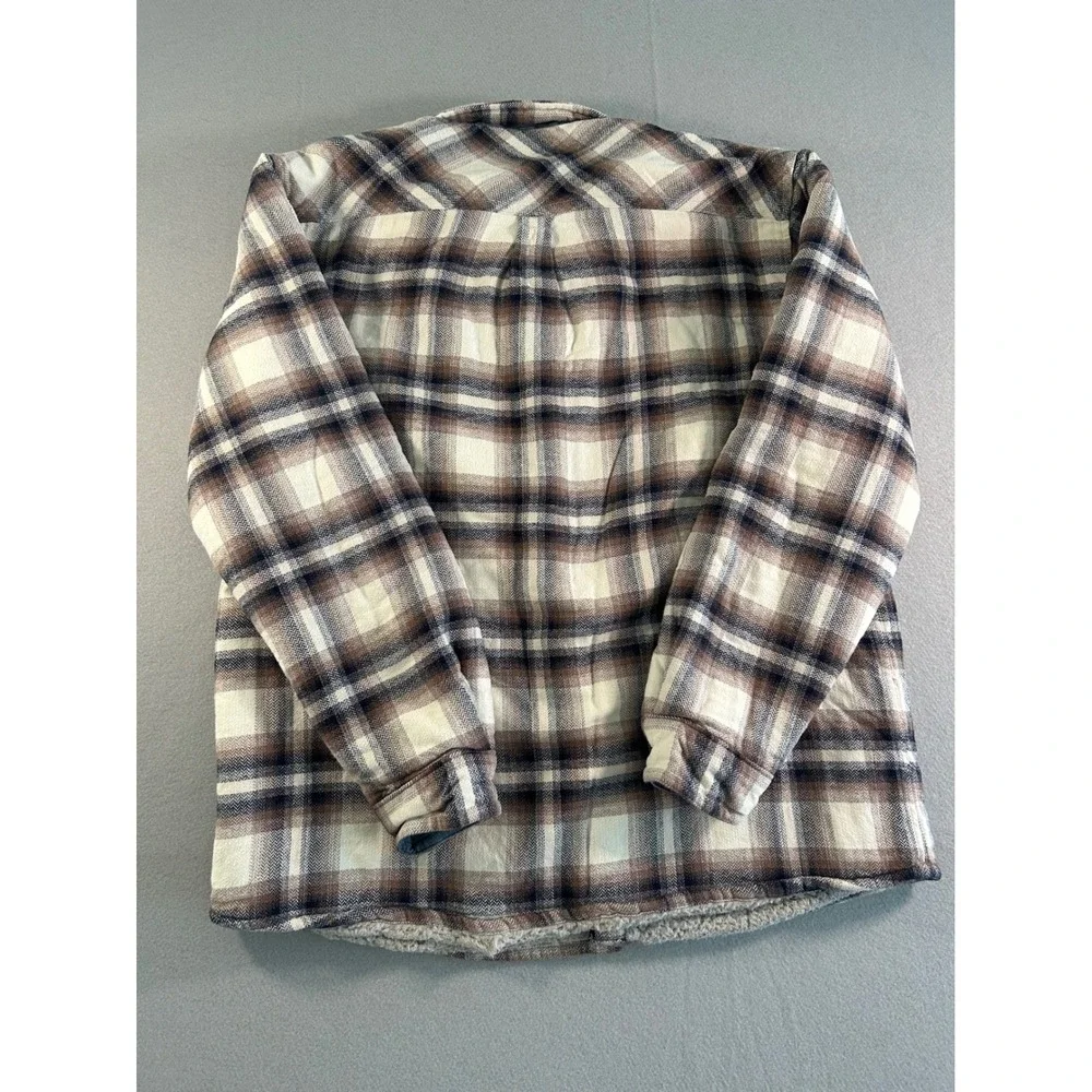 Carbon2Cobalt Shacket Men's Large‎ Brown Plaid Sherpa Lined Flannel Jacket